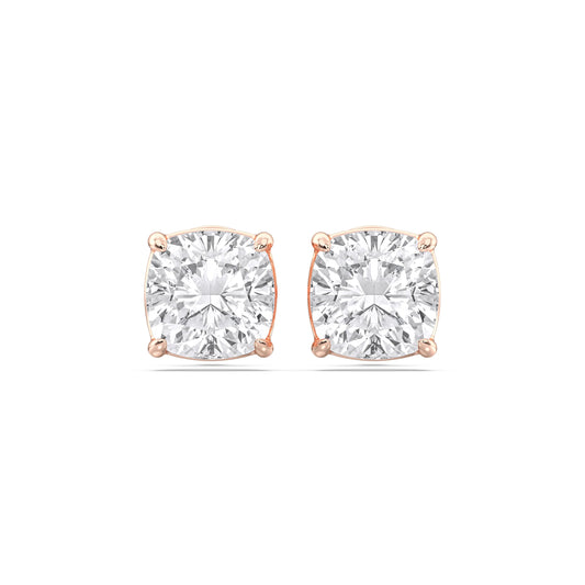 Certified 2-5 Carat Cushion Cut Diamond Stud Earrings for Women – Solitaire 4 Prong Setting – 10K, 14K & 18K – White Gold, Yellow Gold & Rose Gold