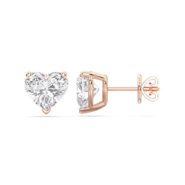 Certified 2-5 Carat Heart Cut Diamond Stud Earrings for Women – Solitaire Heart Shaped Studs – 10K, 14K & 18K – Rose, White and Yellow Gold – Solitaire Heart Shaped Studs