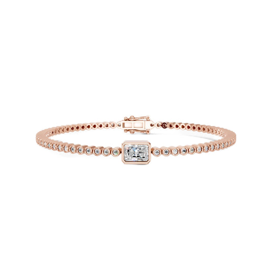Derosa Jewels 1 Carat Certified Radiant Cut Lab Grown Diamond Bracelet for Women – 10K 14K 18K Gold (White, Yellow or Rose), Diamond Tennis Bracelet with Radiant Center Stone, 7 Inch