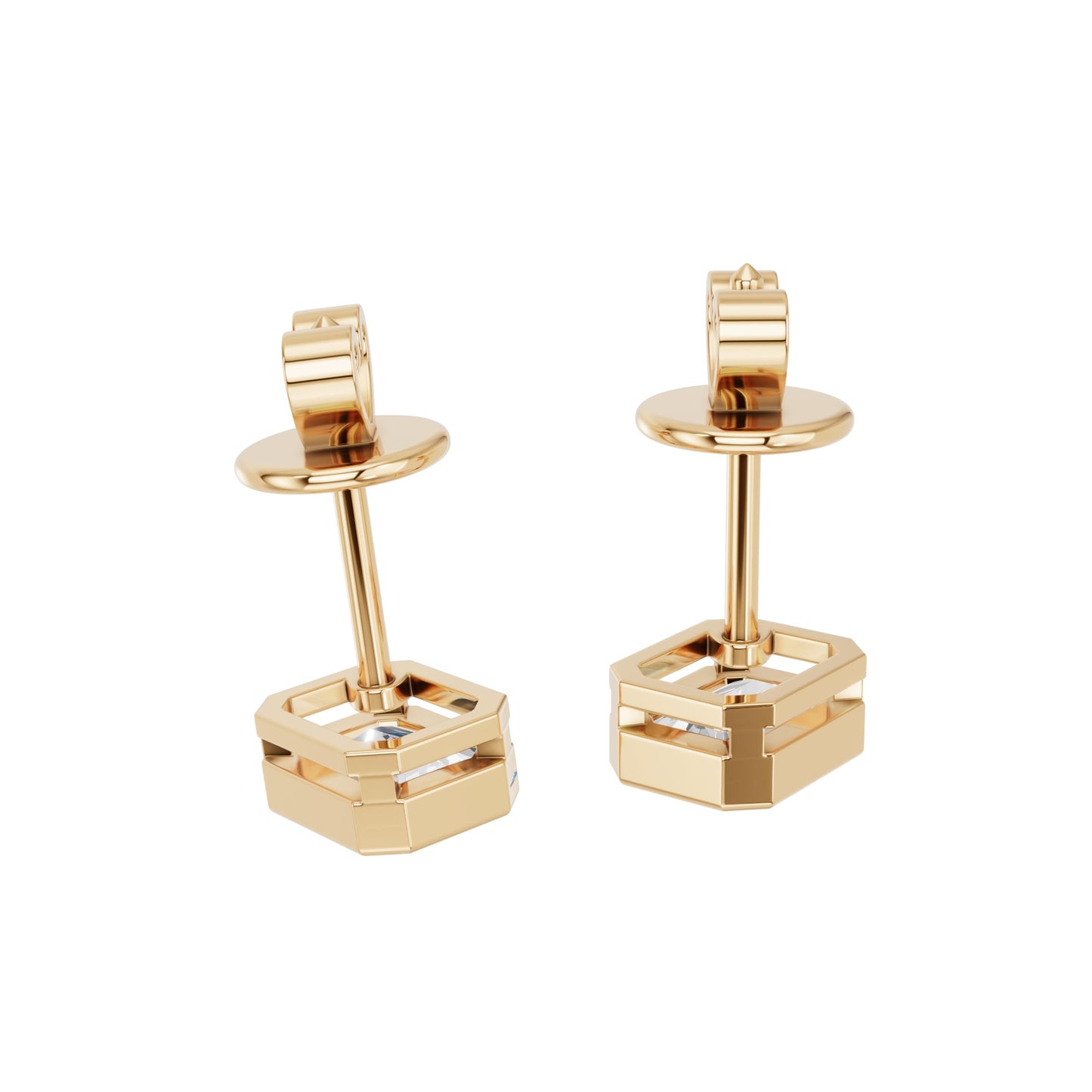 1.5 Carat Total Lab Grown Diamond Emerald Cut Stud Earrings for Women in 10K/14K/18K Gold | Push Back Solitaire Earrings | Available in Yellow, White & Rose Gold