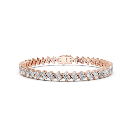 Derosa Jewels 10 Carat Emerald Cut Lab Grown Diamond Tennis Bracelet for Women – 7, 7.5 or 8 Inch, 10K 14K 18K Solid Gold (White, Yellow or Rose Gold), Certified Diamond Bracelet, Fine Jewelry Gift