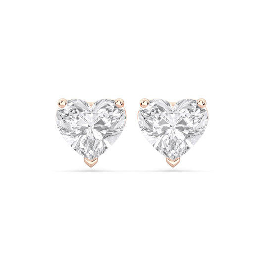 Certified 2-5 Carat Heart Cut Diamond Stud Earrings for Women – Solitaire Heart Shaped Studs – 10K, 14K & 18K – Rose, White and Yellow Gold – Solitaire Heart Shaped Studs