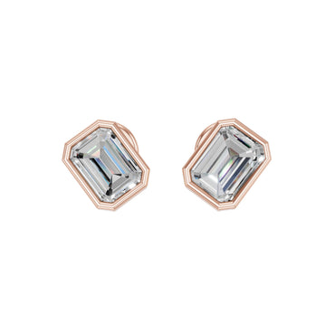 1.5 Carat Total Lab Grown Diamond Emerald Cut Stud Earrings for Women in 10K/14K/18K Gold | Push Back Solitaire Earrings | Available in Yellow, White & Rose Gold