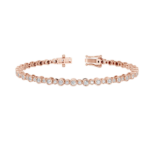 Derosa Jewels Lab Grown Diamond Tennis Bracelet for Women – 7 Inch, Sterling Silver, Yellow Gold Plated or Rose Gold Plated, Bezel Set Diamond Bracelet, Fine Jewelry Gift