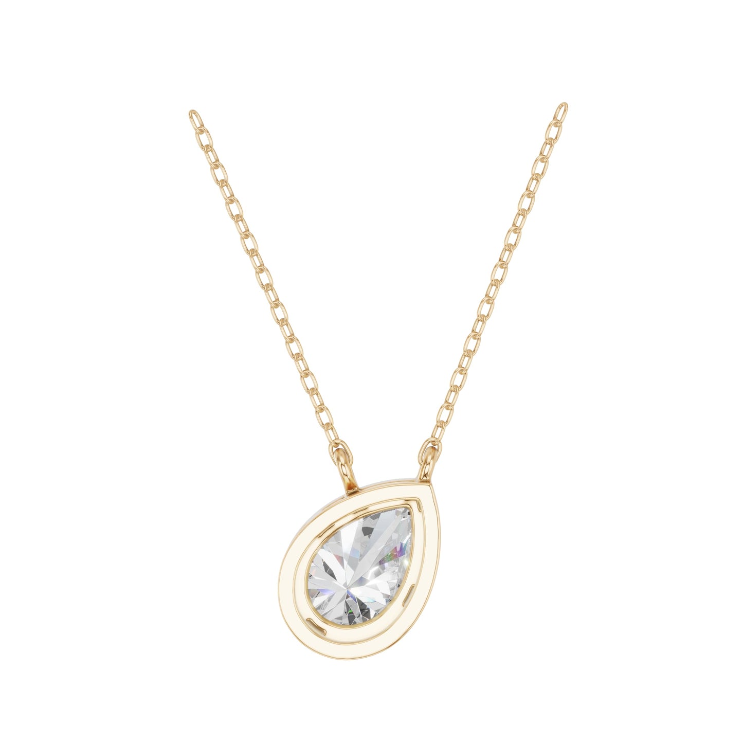 Derosa Jewels Lab Grown Pear Shape Diamond Pendant Necklace for Women | 0.75 Carat Bezel Set F-G/VS Diamond | Solid 10K 14K 18K Rose White Yellow Gold | Teardrop Solitaire Necklace Gift
