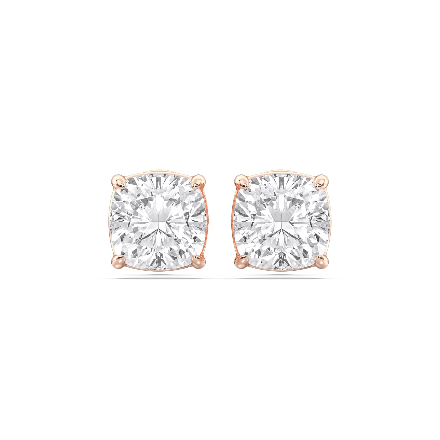 Certified 2-5 Carat Cushion Cut Diamond Stud Earrings for Women – Solitaire 4 Prong Setting – 10K, 14K & 18K – White Gold, Yellow Gold & Rose Gold