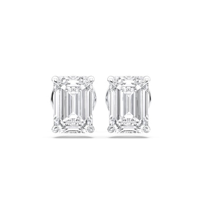 Certified 2-5 Carat Emerald Cut Diamond Stud Earrings for Women – Solitaire Emerald Shape Studs in 10K, 14K & 18K – Rose, White and Yellow Gold