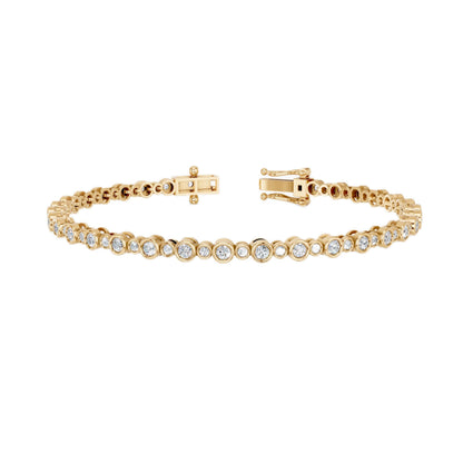 Derosa Jewels Lab Grown Diamond Tennis Bracelet for Women – 7 Inch, Sterling Silver, Yellow Gold Plated or Rose Gold Plated, Bezel Set Diamond Bracelet, Fine Jewelry Gift