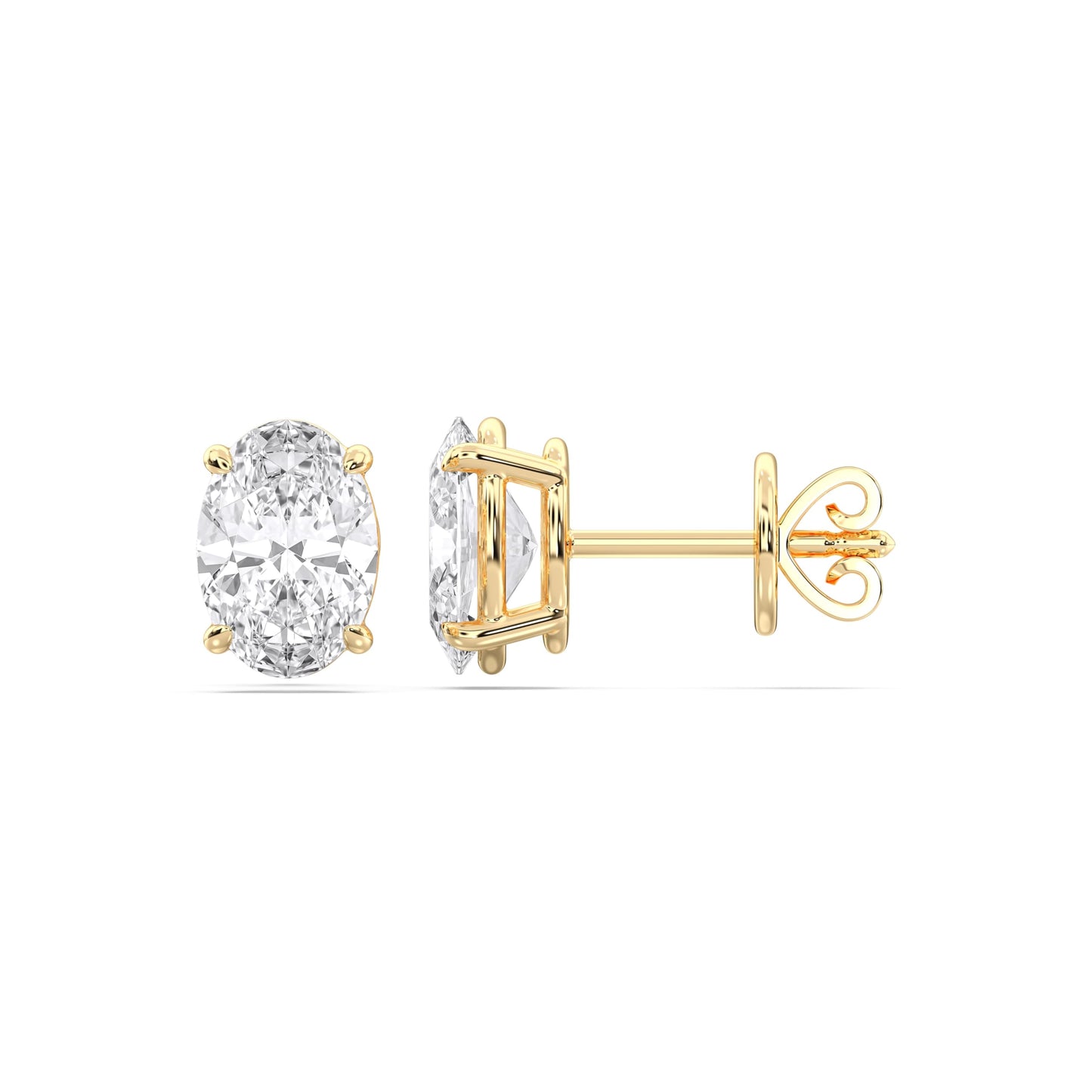 Certified 2-5 Carat Oval Cut Diamond Stud Earrings for Women – Classic Solitaire 4 Prong Setting – 10K, 14K & 18K – White Gold, Yellow Gold & Rose Gold