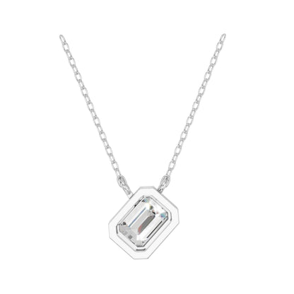 Derosa Jewels Lab Grown Emerald Cut Diamond Pendant Necklace for Women | 0.75 Carat Bezel Set F-G/VS Diamond | Solid 10K 14K 18K Rose White Yellow Gold | Elegant Solitaire Necklace Gift