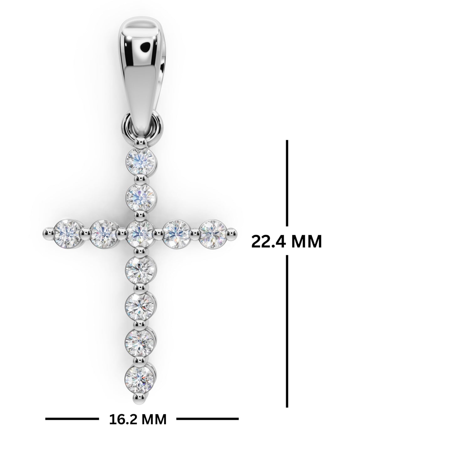 Derosa Jewels Lab Grown Diamond Cross Pendant Necklace for Women | 0.25-1.00 Carat Round Cut F-G/VS Diamonds | Solid 10K/14K/18K Rose, White, Yellow Gold | 18 Inch Chain Religious Jewelry Gift