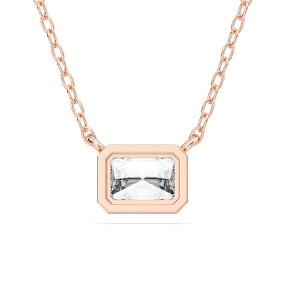 Derosa Jewels 1 Carat East West Radiant Cut Lab Grown Diamond Pendant Necklace for Women | 10K 14K 18K Solid Gold | Bezel Set Solitaire Necklace | D-F/VS Diamond | Modern Minimalist Jewelry Gift