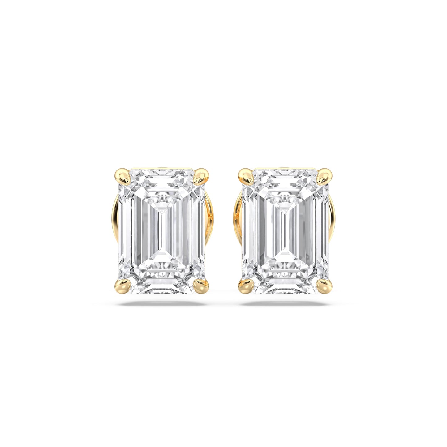 Certified 2-5 Carat Emerald Cut Diamond Stud Earrings for Women – Solitaire Emerald Shape Studs in 10K, 14K & 18K – Rose, White and Yellow Gold