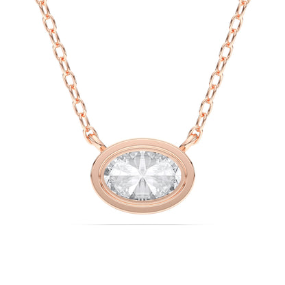1 Carat Oval Cut Lab Grown Diamond East West Pendant Necklace for Women | Bezel Set Solitaire in 10K 14K 18K Rose White Yellow Gold | Modern Minimal Fine Jewelry Gift for Anniversary Birthday