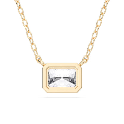 Derosa Jewels 1 Carat East West Radiant Cut Lab Grown Diamond Pendant Necklace for Women | 10K 14K 18K Solid Gold | Bezel Set Solitaire Necklace | D-F/VS Diamond | Modern Minimalist Jewelry Gift