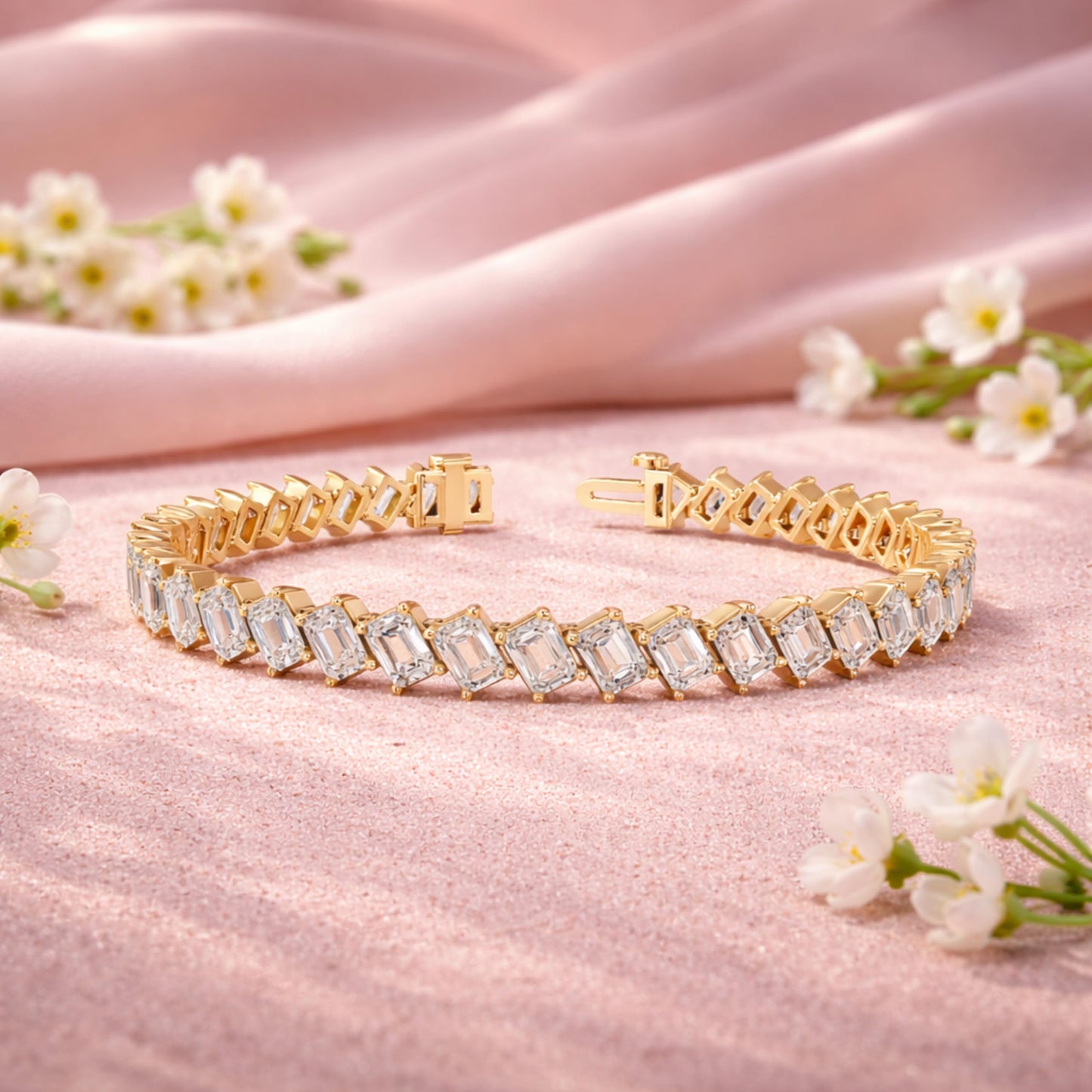 Derosa Jewels 10 Carat Emerald Cut Lab Grown Diamond Tennis Bracelet for Women – 7, 7.5 or 8 Inch, 10K 14K 18K Solid Gold (White, Yellow or Rose Gold), Certified Diamond Bracelet, Fine Jewelry Gift