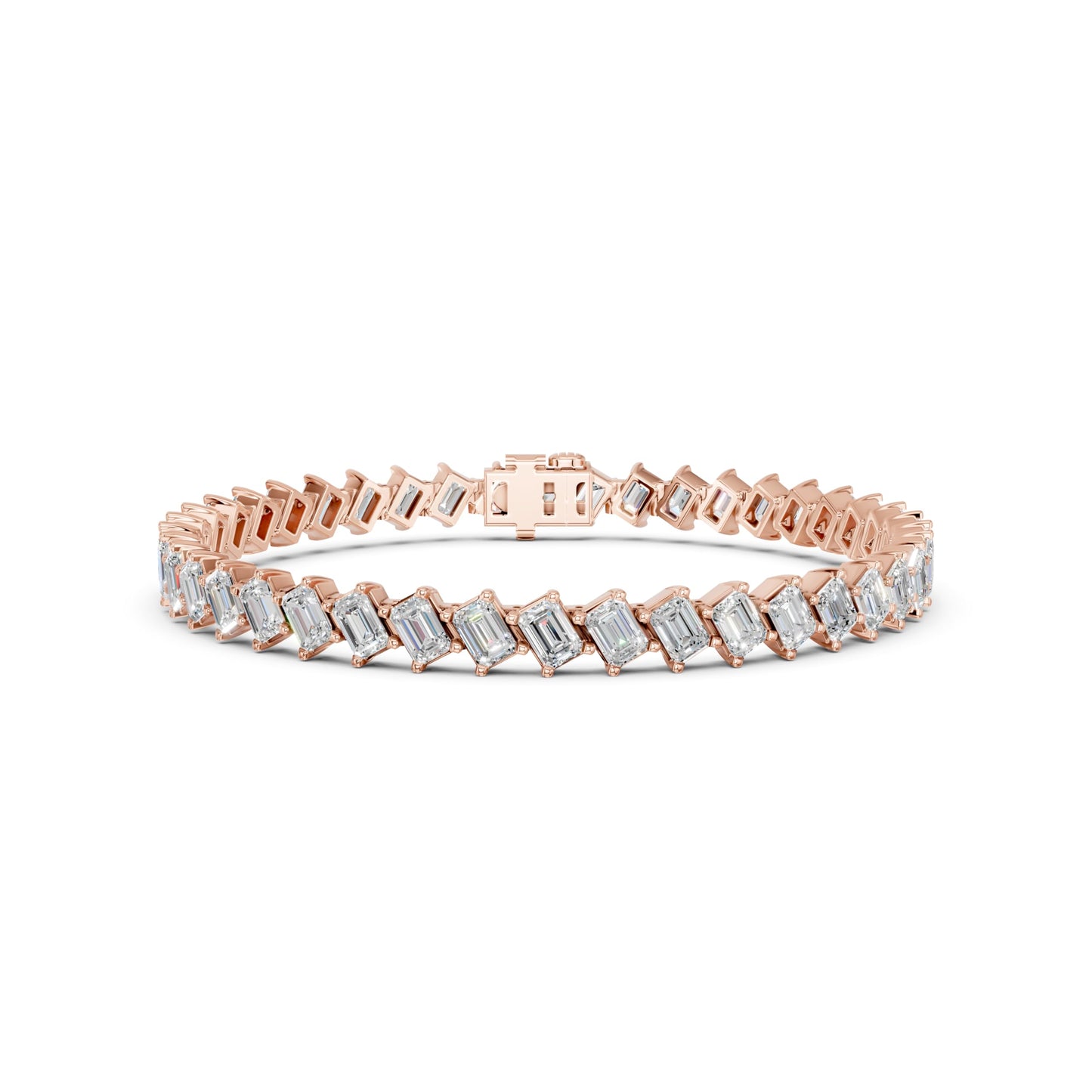 Derosa Jewels 10 Carat Emerald Cut Lab Grown Diamond Tennis Bracelet for Women – 7, 7.5 or 8 Inch, 10K 14K 18K Solid Gold (White, Yellow or Rose Gold), Certified Diamond Bracelet, Fine Jewelry Gift