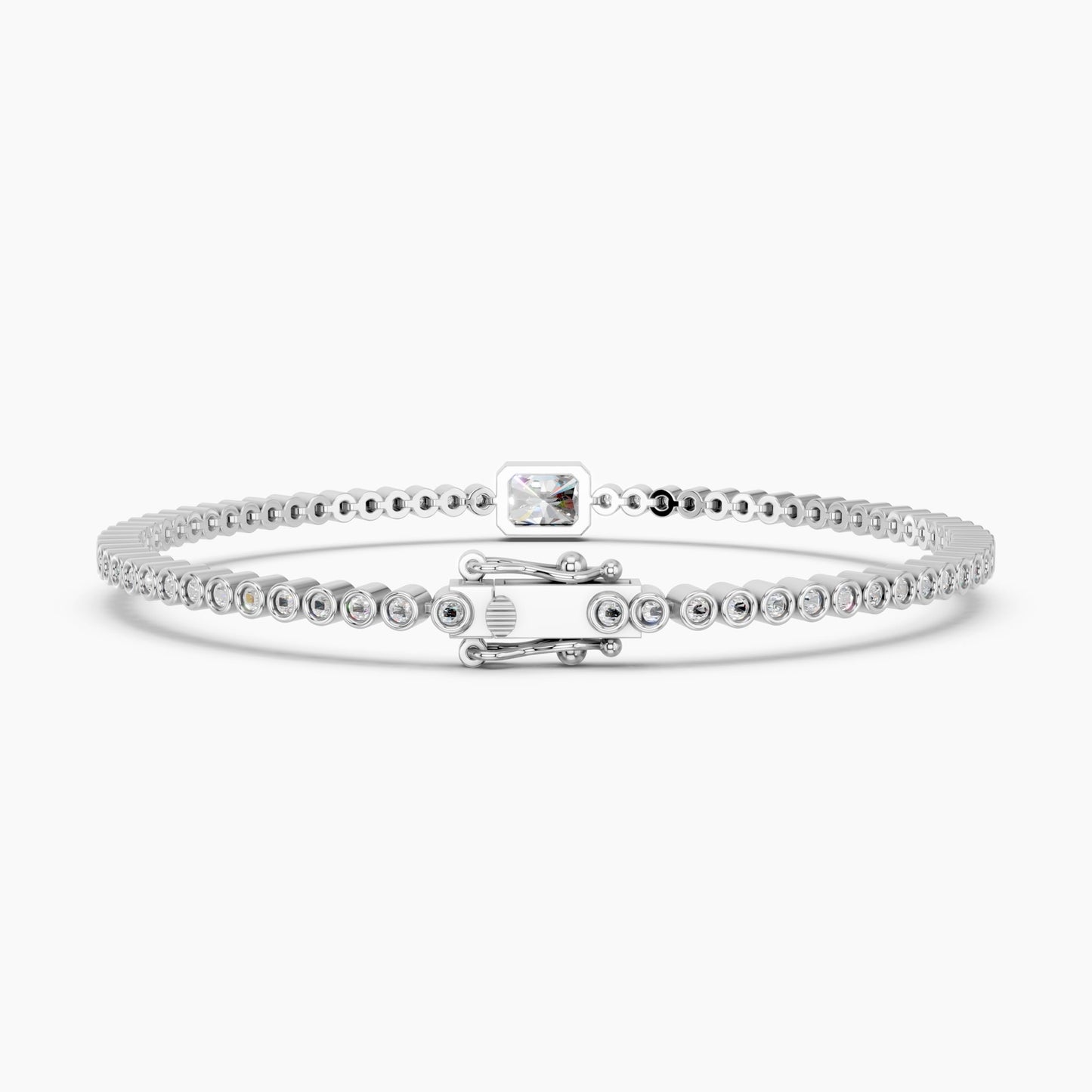 Derosa Jewels 1 Carat Certified Radiant Cut Lab Grown Diamond Bracelet for Women – 10K 14K 18K Gold (White, Yellow or Rose), Diamond Tennis Bracelet with Radiant Center Stone, 7 Inch