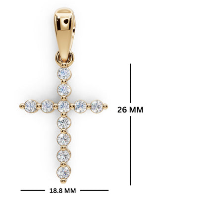 Derosa Jewels Lab Grown Diamond Cross Pendant Necklace for Women | 0.25-1.00 Carat Round Cut F-G/VS Diamonds | Solid 10K/14K/18K Rose, White, Yellow Gold | 18 Inch Chain Religious Jewelry Gift