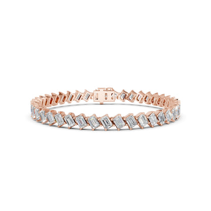 Derosa Jewels 10 Carat Emerald Cut Lab Grown Diamond Tennis Bracelet for Women – 7, 7.5 or 8 Inch, 10K 14K 18K Solid Gold (White, Yellow or Rose Gold), Certified Diamond Bracelet, Fine Jewelry Gift