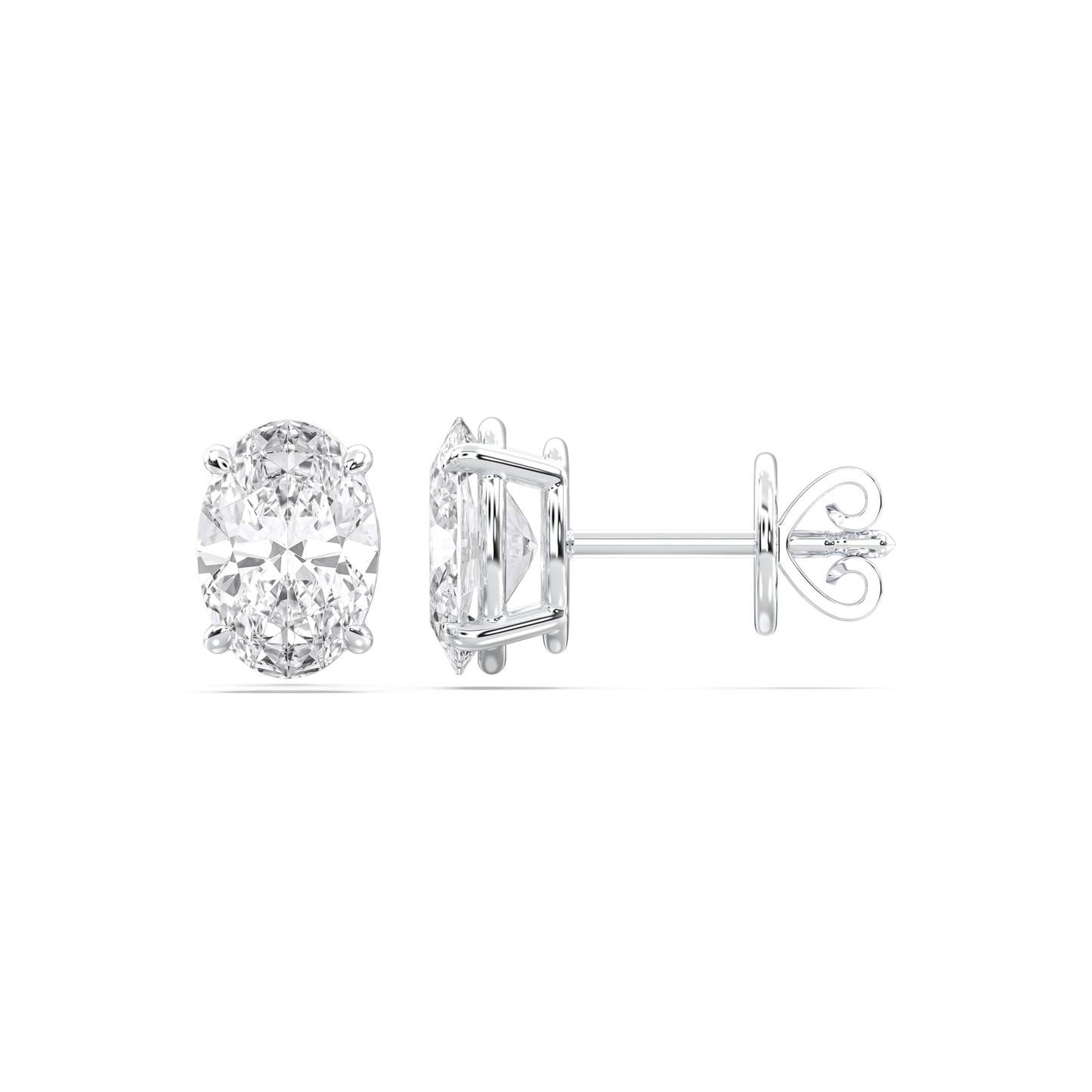Certified 2-5 Carat Oval Cut Diamond Stud Earrings for Women – Classic Solitaire 4 Prong Setting – 10K, 14K & 18K – White Gold, Yellow Gold & Rose Gold