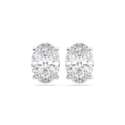 Certified 2-5 Carat Oval Cut Diamond Stud Earrings for Women – Classic Solitaire 4 Prong Setting – 10K, 14K & 18K – White Gold, Yellow Gold & Rose Gold