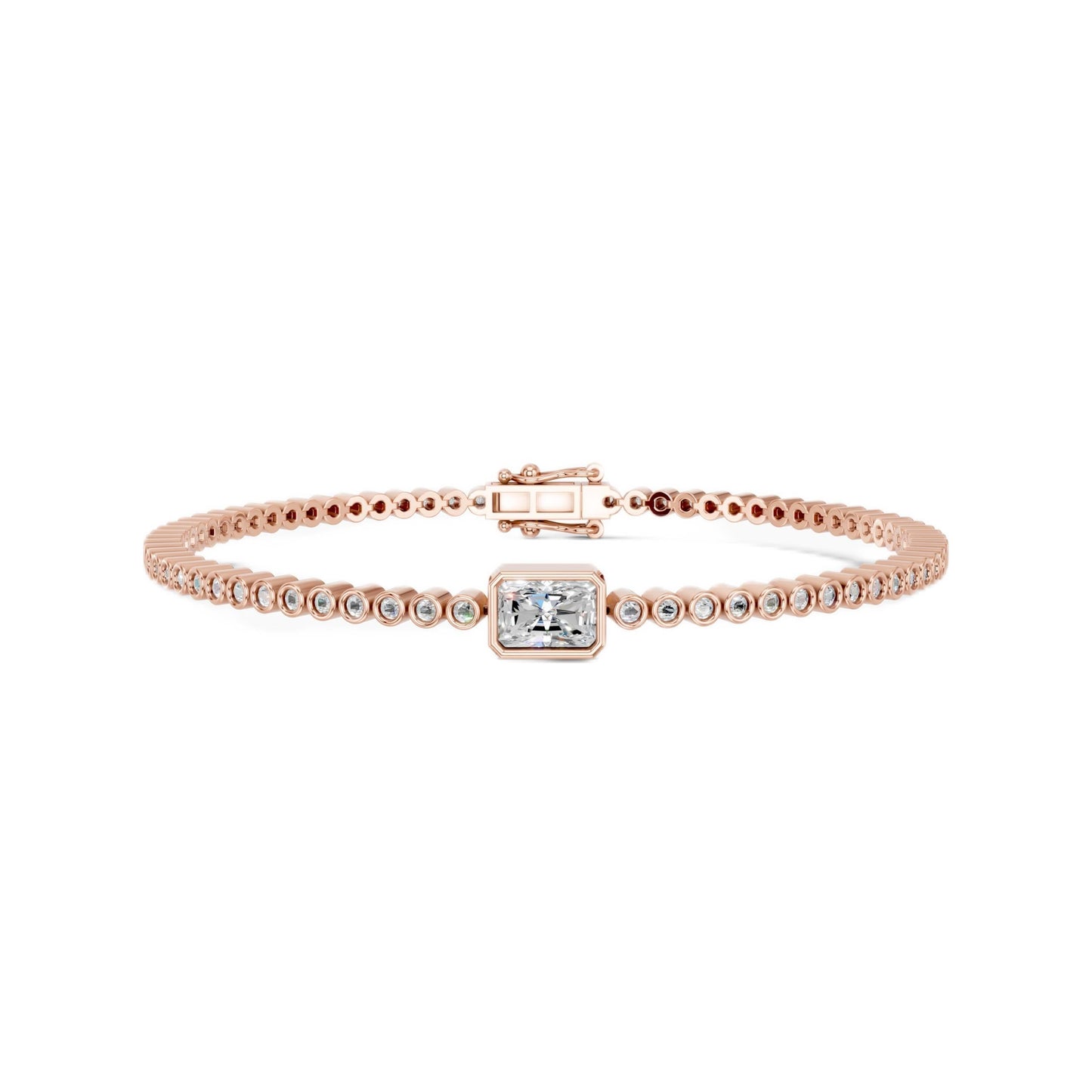 Derosa Jewels 1 Carat Certified Radiant Cut Lab Grown Diamond Bracelet for Women – 10K 14K 18K Gold (White, Yellow or Rose), Diamond Tennis Bracelet with Radiant Center Stone, 7 Inch