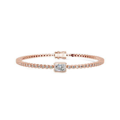 Derosa Jewels 1 Carat Certified Radiant Cut Lab Grown Diamond Bracelet for Women – 10K 14K 18K Gold (White, Yellow or Rose), Diamond Tennis Bracelet with Radiant Center Stone, 7 Inch