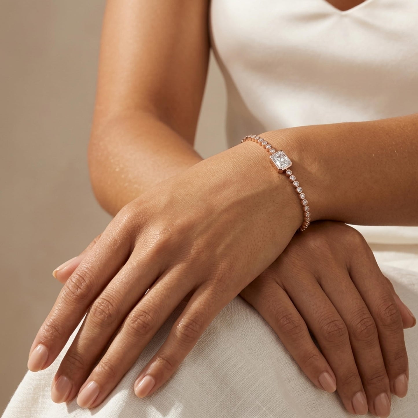 Derosa Jewels 1 Carat Certified Radiant Cut Lab Grown Diamond Bracelet for Women – 10K 14K 18K Gold (White, Yellow or Rose), Diamond Tennis Bracelet with Radiant Center Stone, 7 Inch