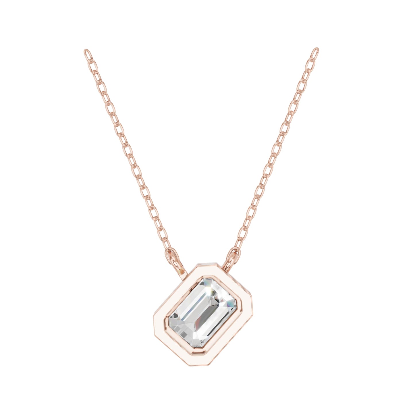 Derosa Jewels Lab Grown Emerald Cut Diamond Pendant Necklace for Women | 0.75 Carat Bezel Set F-G/VS Diamond | Solid 10K 14K 18K Rose White Yellow Gold | Elegant Solitaire Necklace Gift