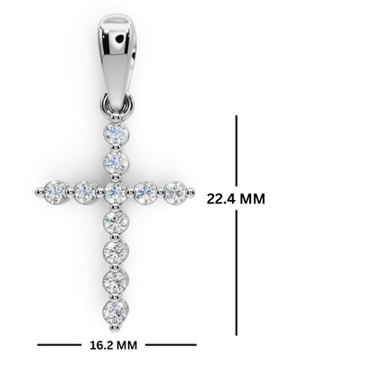 Derosa Jewels Lab Grown Diamond Cross Pendant Necklace for Women | 0.25-1.00 Carat Round Cut F-G/VS Diamonds | Solid 10K/14K/18K Rose, White, Yellow Gold | 18 Inch Chain Religious Jewelry Gift
