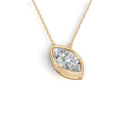 Derosa Jewels Lab Grown Marquise Cut Diamond Pendant Necklace for Women | 0.75 Carat Bezel Set F-G/VS Diamond | Solid 10K 14K 18K Rose White Yellow Gold | Dainty Solitaire Necklace Gift