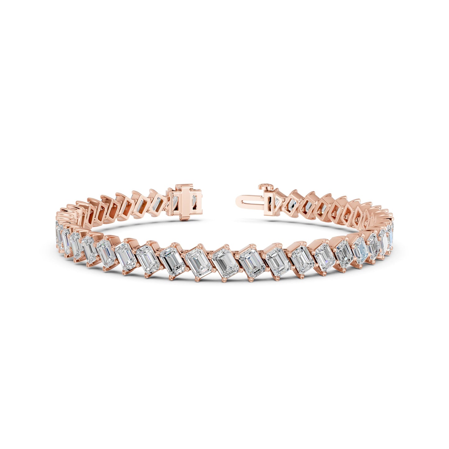 Derosa Jewels 10 Carat Emerald Cut Lab Grown Diamond Tennis Bracelet for Women – 7, 7.5 or 8 Inch, 10K 14K 18K Solid Gold (White, Yellow or Rose Gold), Certified Diamond Bracelet, Fine Jewelry Gift