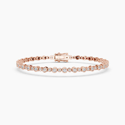 Derosa Jewels Lab Grown Diamond Tennis Bracelet for Women – 7 Inch, Sterling Silver, Yellow Gold Plated or Rose Gold Plated, Bezel Set Diamond Bracelet, Fine Jewelry Gift