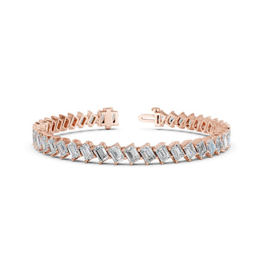 Derosa Jewels 10 Carat Emerald Cut Lab Grown Diamond Tennis Bracelet for Women – 7, 7.5 or 8 Inch, 10K 14K 18K Solid Gold (White, Yellow or Rose Gold), Certified Diamond Bracelet, Fine Jewelry Gift
