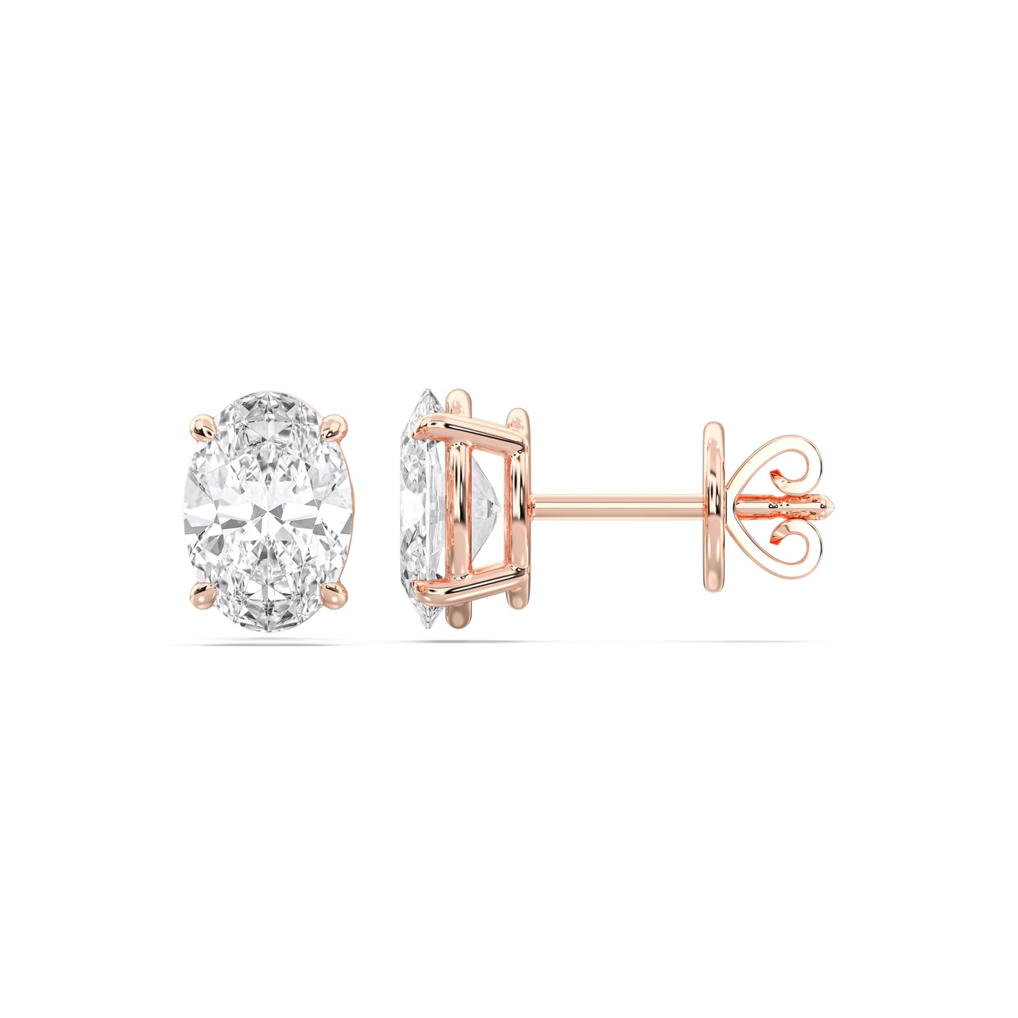 Certified 2-5 Carat Oval Cut Diamond Stud Earrings for Women – Classic Solitaire 4 Prong Setting – 10K, 14K & 18K – White Gold, Yellow Gold & Rose Gold