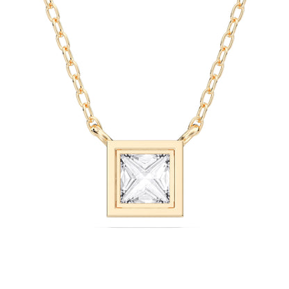 Derosa Jewels 1 Carat Princess Cut Lab Grown Diamond Pendant Necklace for Women | Bezel Set Solitaire Diamond Necklace | 10K 14K 18K Yellow White Rose Gold | Minimal Elegant Jewelry Gift