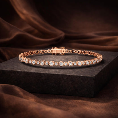 Derosa Jewels Lab Grown Diamond Tennis Bracelet for Women – 7 Inch, Sterling Silver, Yellow Gold Plated or Rose Gold Plated, Bezel Set Diamond Bracelet, Fine Jewelry Gift