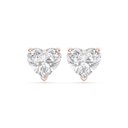 Certified 2-5 Carat Heart Cut Diamond Stud Earrings for Women – Solitaire Heart Shaped Studs – 10K, 14K & 18K – Rose, White and Yellow Gold – Solitaire Heart Shaped Studs
