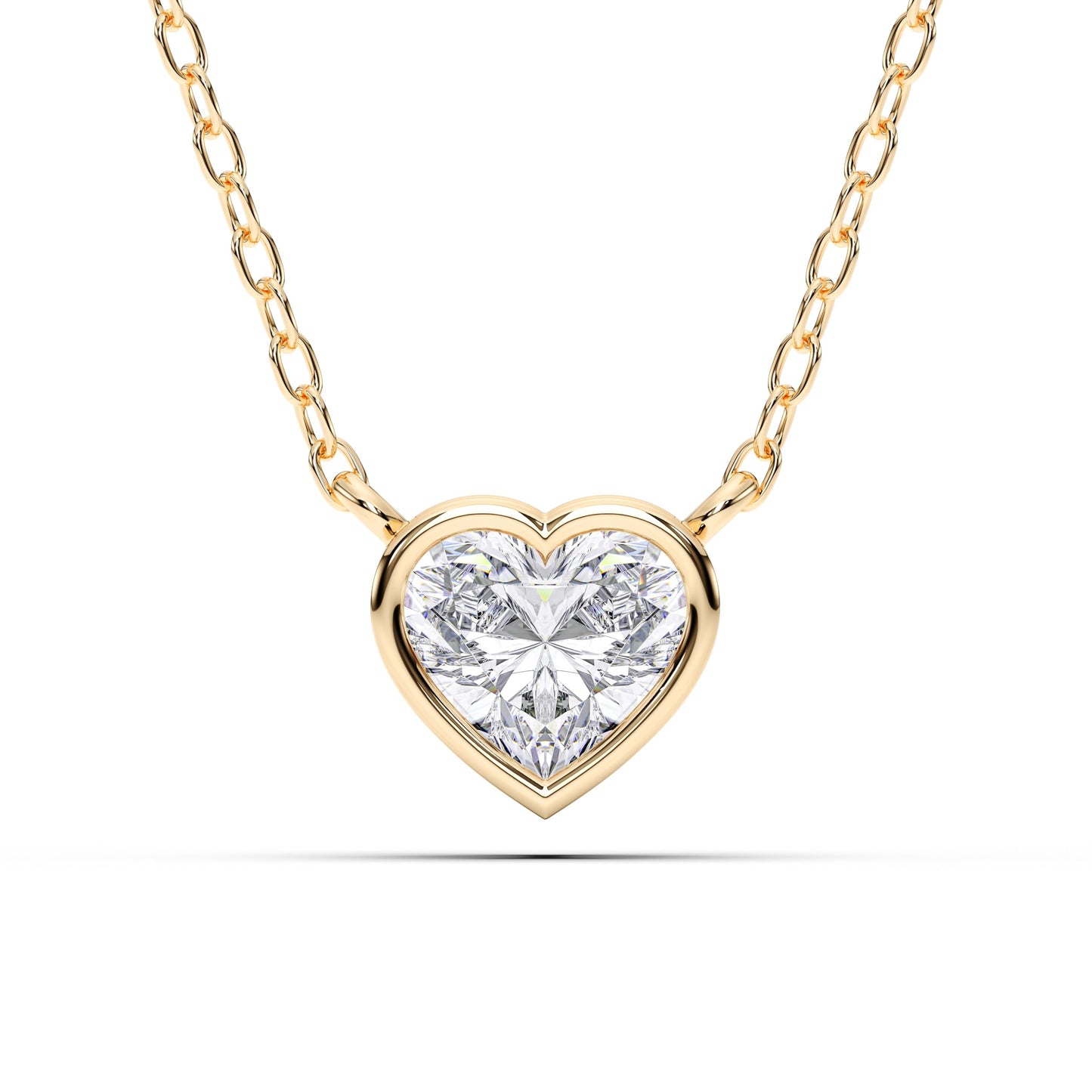 Derosa Jewels 1 Carat Heart Cut Lab Grown Diamond Pendant Necklace for Women | Bezel Set Solitaire in 10K 14K 18K Rose White Yellow Gold | Elegant Fine Jewelry Gift for Anniversary Valentine Birthday