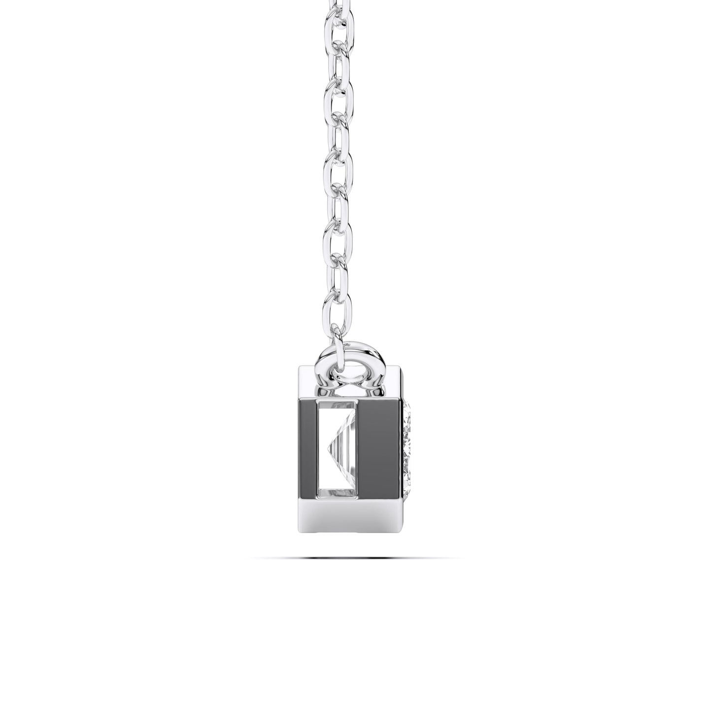 0.50 Carat East West Emerald Cut Lab Grown Diamond Pendant Necklace | Solid 10K 14K 18K Gold | Horizontal Solitaire Necklace in Rose, White, or Yellow Gold | Dainty Fine Jewelry Gift for Women