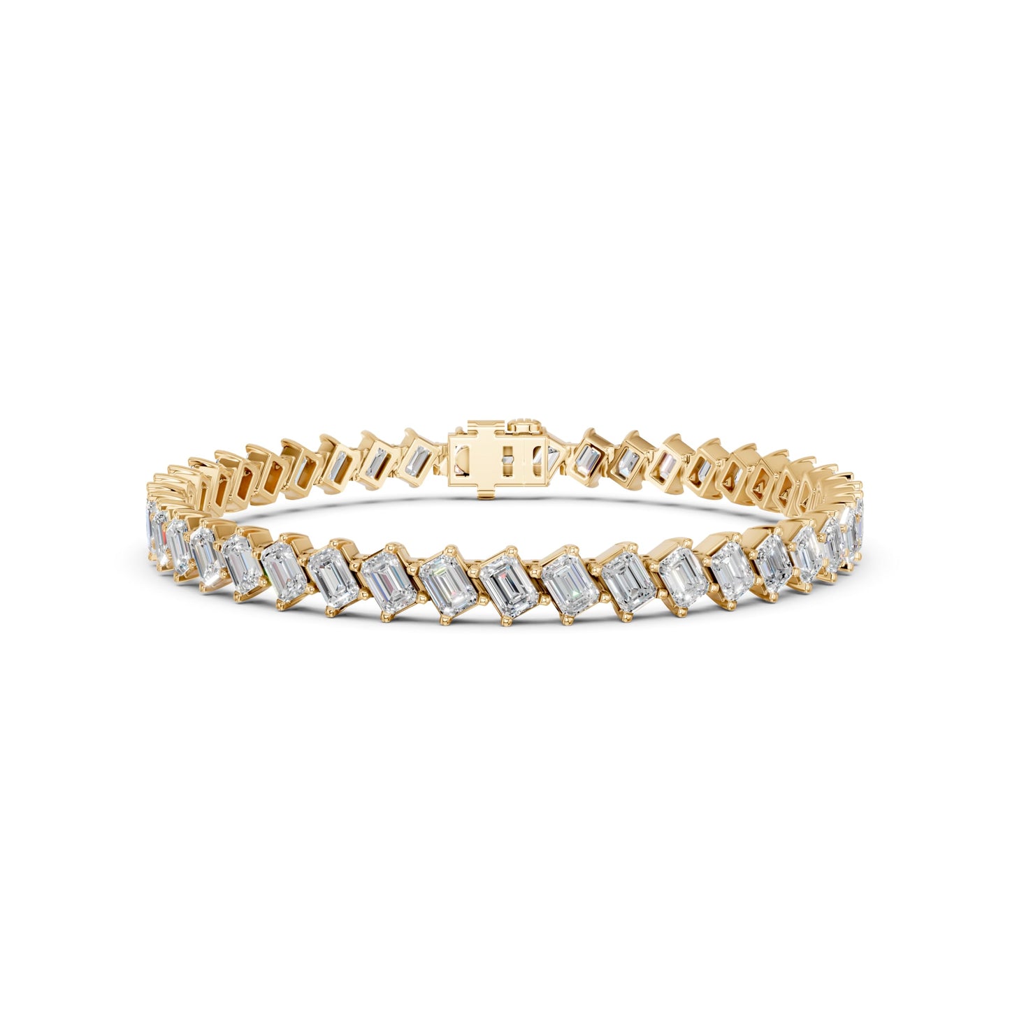 Derosa Jewels 10 Carat Emerald Cut Lab Grown Diamond Tennis Bracelet for Women – 7, 7.5 or 8 Inch, 10K 14K 18K Solid Gold (White, Yellow or Rose Gold), Certified Diamond Bracelet, Fine Jewelry Gift