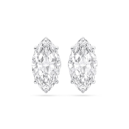 Cerified 2-5 Carat Marquise Cut Diamond Stud Earrings for Women – Solitaire Prong Set Earrings – Available in 10K, 14K & 18K – White, Yellow & Rose Gold