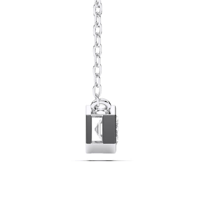 0.50 Carat East West Emerald Cut Lab Grown Diamond Pendant Necklace | Solid 10K 14K 18K Gold | Horizontal Solitaire Necklace in Rose, White, or Yellow Gold | Dainty Fine Jewelry Gift for Women