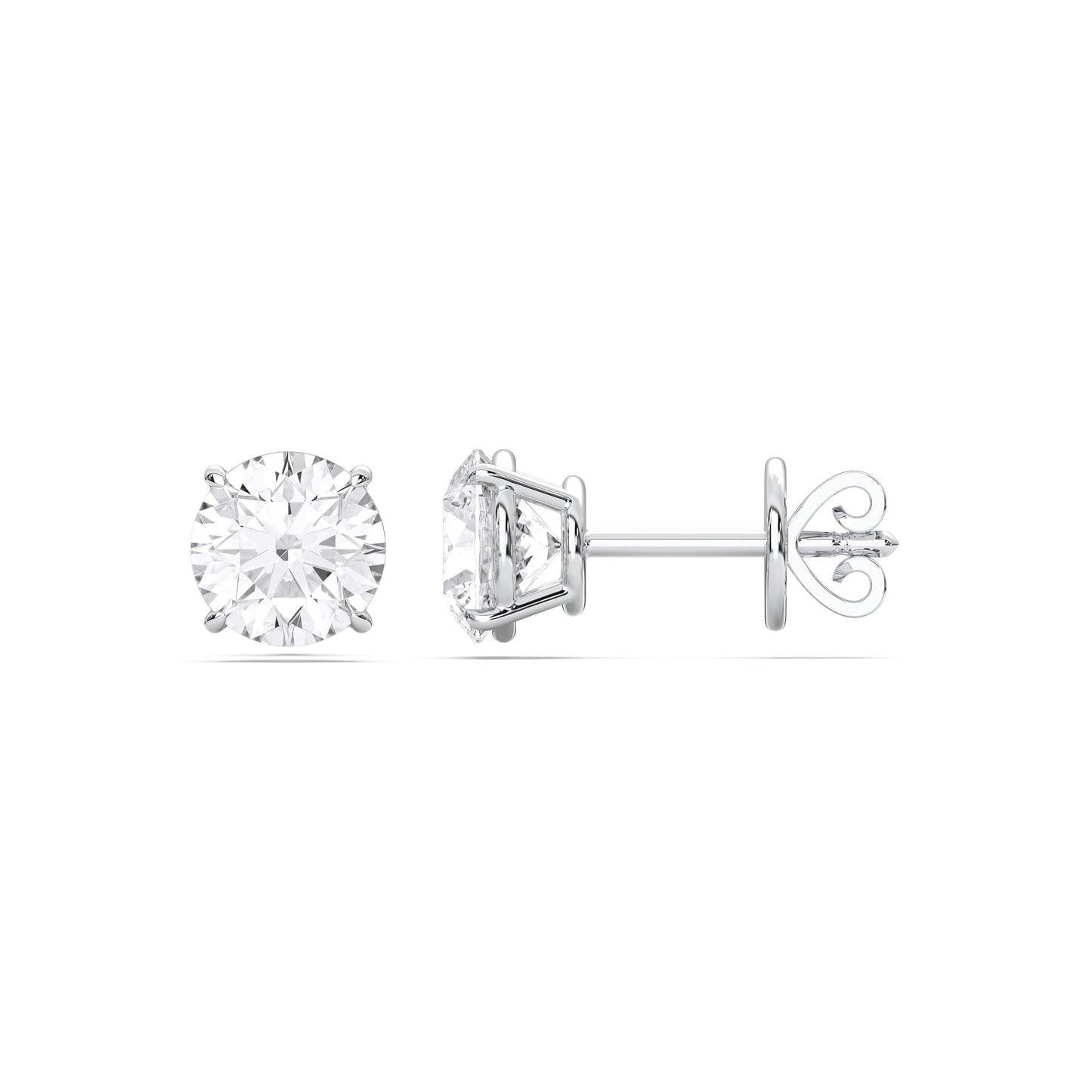 Certified 2-5 Carat Round Cut Diamond Stud Earrings for Women – Classic Solitaire Round Diamond Studs in 10K, 14K & 18K – Rose, White and Yellow Gold