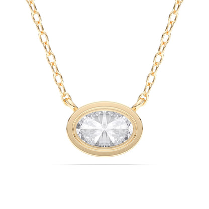 1 Carat Oval Cut Lab Grown Diamond East West Pendant Necklace for Women | Bezel Set Solitaire in 10K 14K 18K Rose White Yellow Gold | Modern Minimal Fine Jewelry Gift for Anniversary Birthday