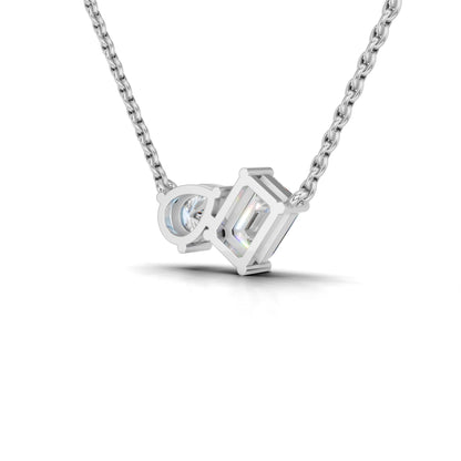 Derosa Jewels 1.5 Carat Diamond Duo Pendant Necklace for Women, 0.75 Ct Emerald Cut & Pear Shape Lab-Grown Diamonds – 10K 14K 18K Gold & 14K White Gold with Sterling Silver Chain, 18 Inch