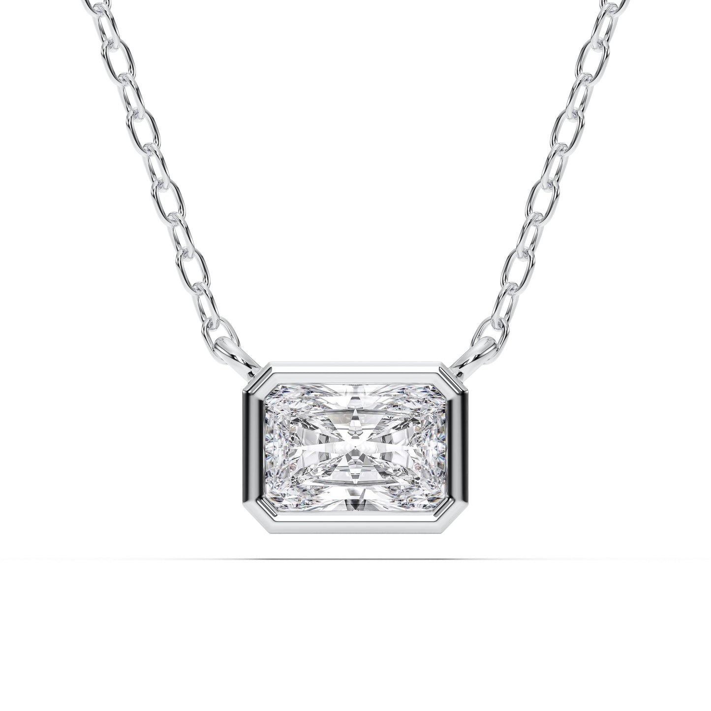 Derosa Jewels 1 Carat East West Radiant Cut Lab Grown Diamond Pendant Necklace for Women | 10K 14K 18K Solid Gold | Bezel Set Solitaire Necklace | D-F/VS Diamond | Modern Minimalist Jewelry Gift