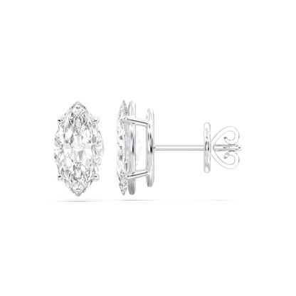 Cerified 2-5 Carat Marquise Cut Diamond Stud Earrings for Women – Solitaire Prong Set Earrings – Available in 10K, 14K & 18K – White, Yellow & Rose Gold