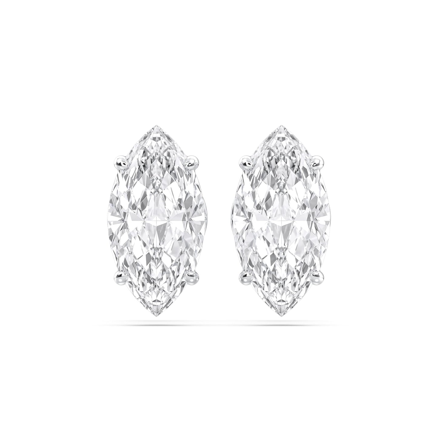 Cerified 2-5 Carat Marquise Cut Diamond Stud Earrings for Women – Solitaire Prong Set Earrings – Available in 10K, 14K & 18K – White, Yellow & Rose Gold